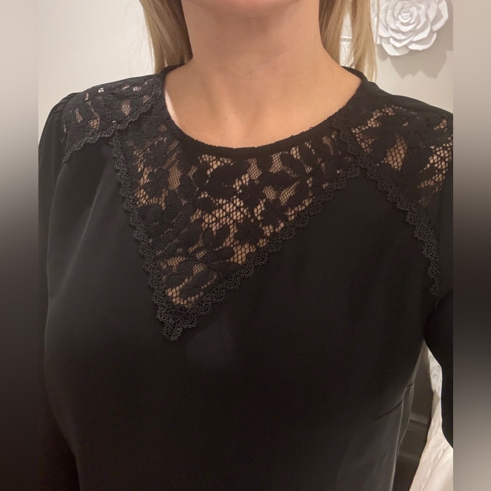 RW&CO. Black Lace Detail Blouse